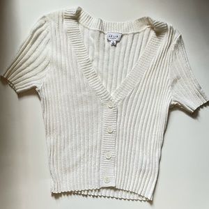 White button up cropped top